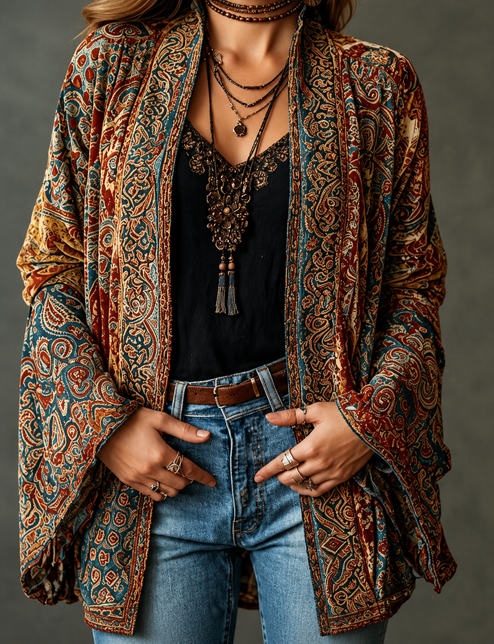Veste bohème en velours pour femme cet automne, blazer élégant pour les jours froids