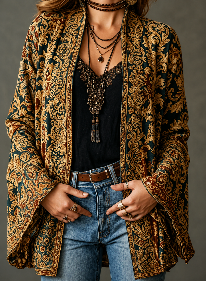 Veste bohème en velours pour femme cet automne, blazer élégant pour les jours froids