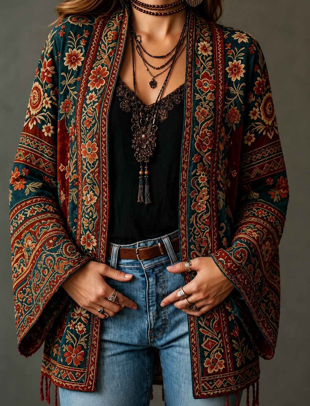 Veste bohème en velours pour femme cet automne, blazer élégant pour les jours froids