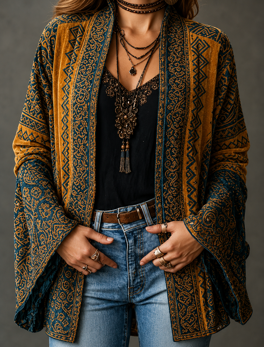 Veste bohème en velours pour femme cet automne, blazer élégant pour les jours froids