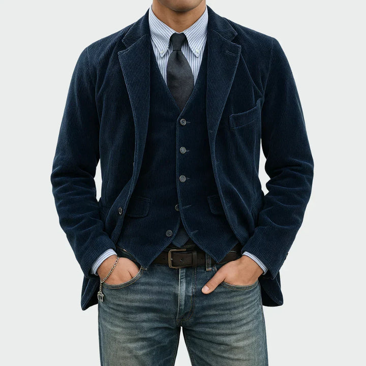 Veste homme en velours côtelé de coton, style automnal et élégance décontractée