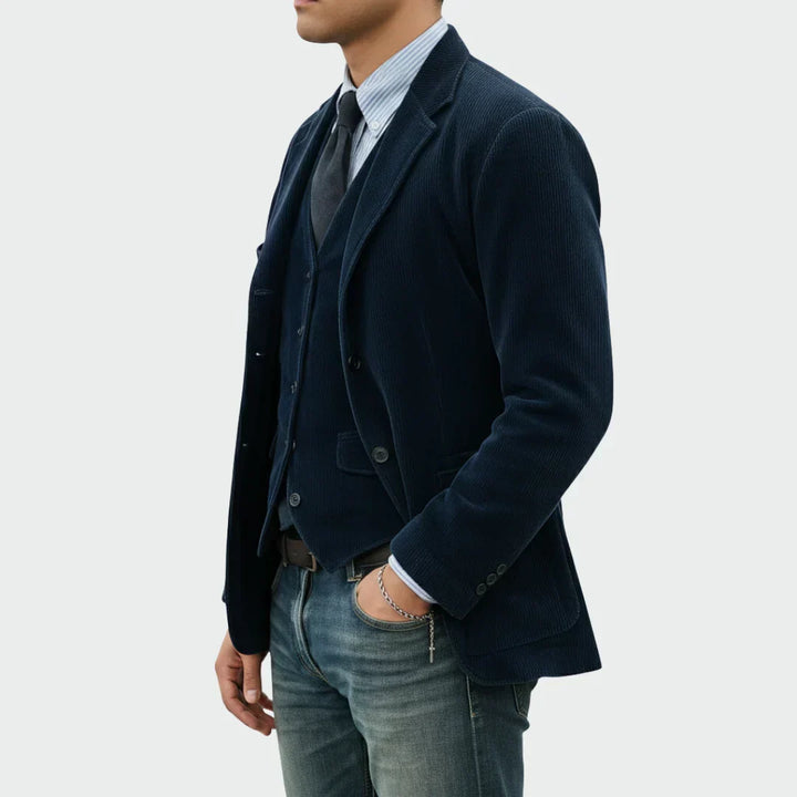 Veste homme en velours côtelé de coton, style automnal et élégance décontractée