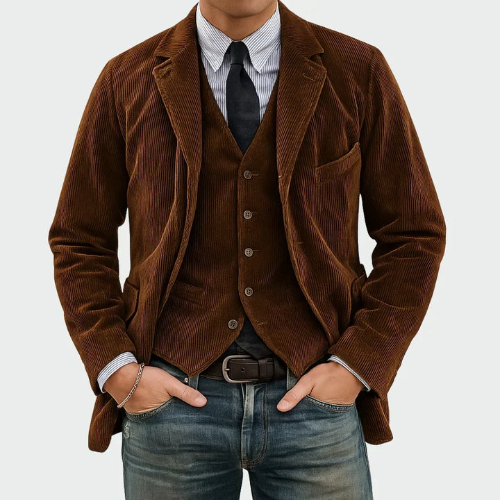 Veste homme en velours côtelé de coton, style automnal et élégance décontractée