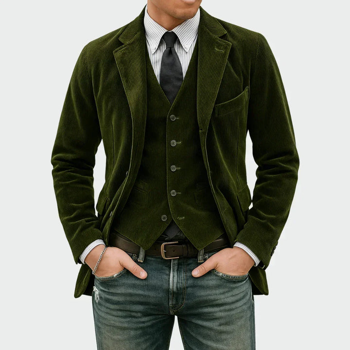 Veste homme en velours côtelé de coton, style automnal et élégance décontractée