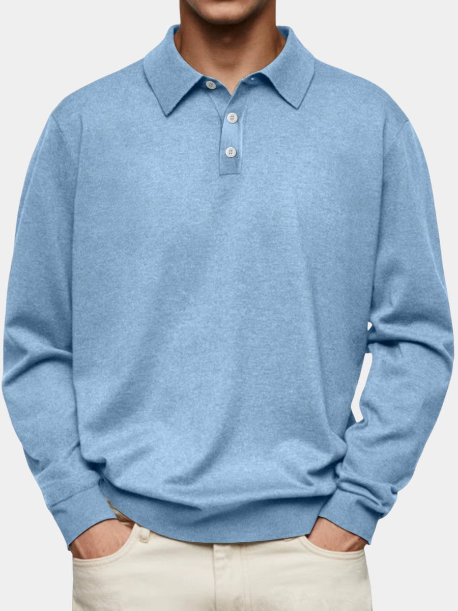 Polo homme classique en coton à manches longues pour l’automne