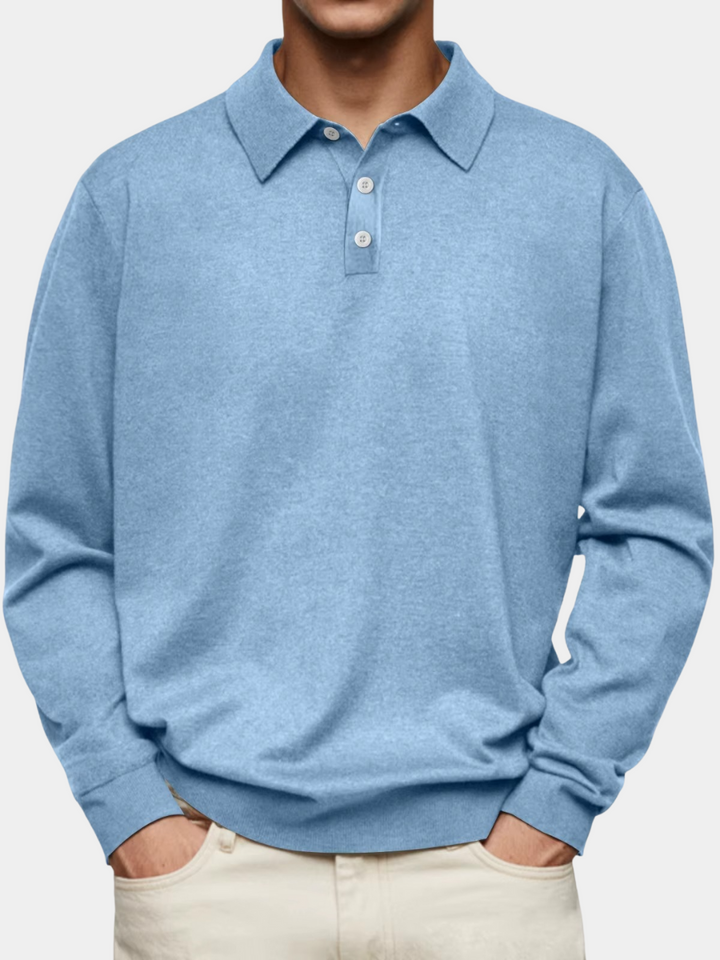Polo homme classique en coton à manches longues pour l’automne