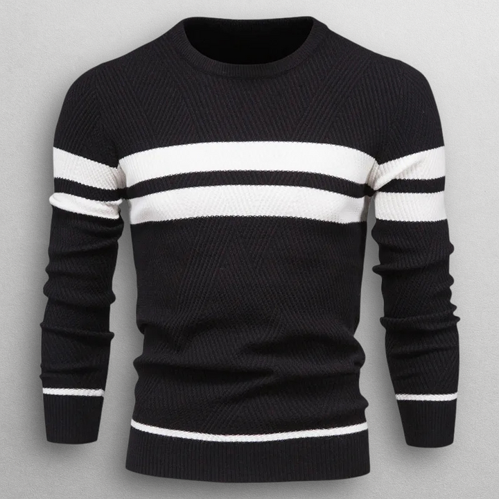 Pull homme rayé en coton à col rond pour l’automne