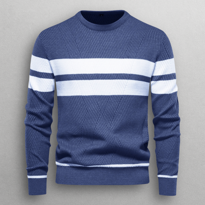 Pull homme rayé en coton à col rond pour l’automne