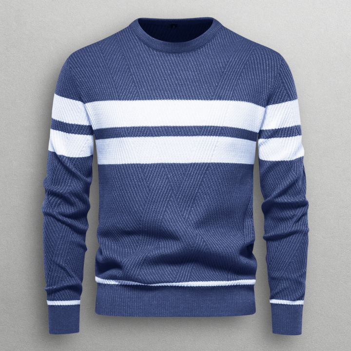 Pull homme rayé en coton à col rond pour l’automne