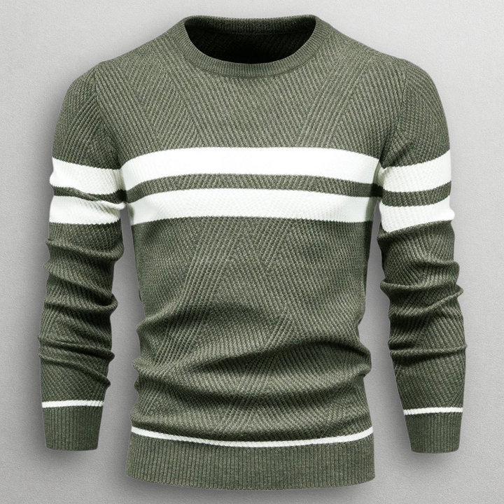 Pull homme rayé en coton à col rond pour l’automne