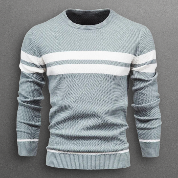 Pull homme rayé en coton à col rond pour l’automne