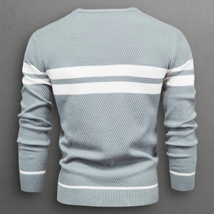 Pull homme rayé en coton à col rond pour l’automne