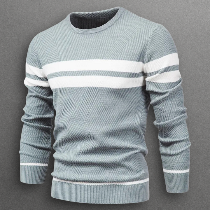 Pull homme rayé en coton à col rond pour l’automne