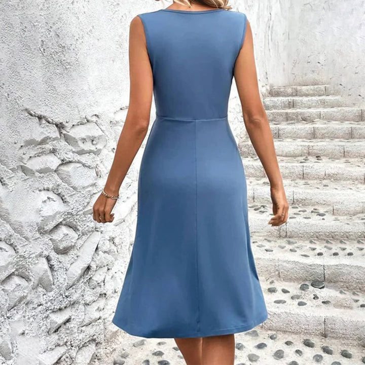 ELLIANNA - Stylowa letnia sukienka midi dla kobiet o eleganckiej długości do kolan (Robe d'été midi élégante pour femmes)