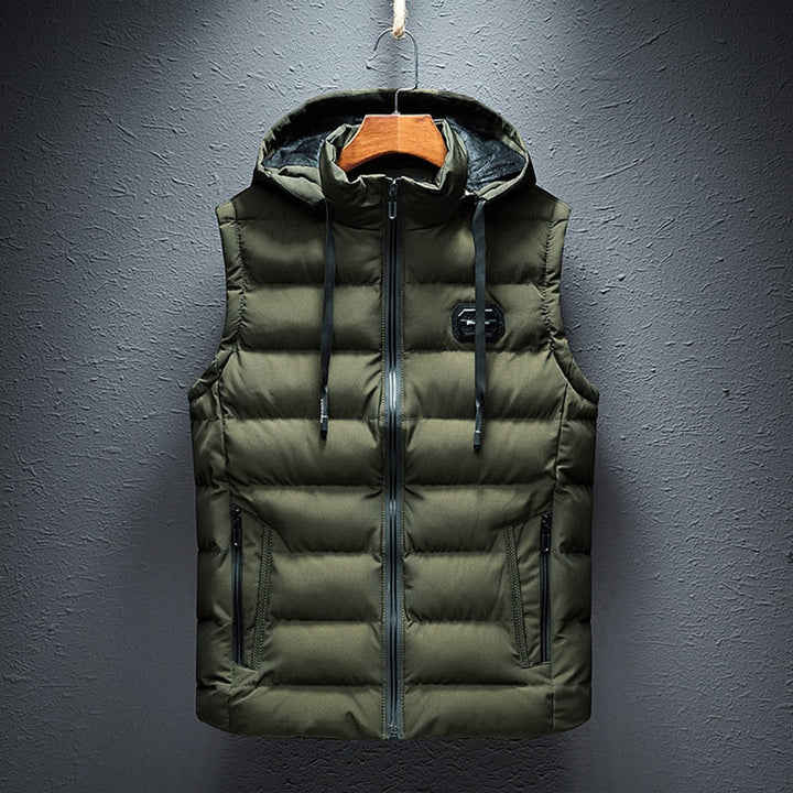 ETTORIO - Chaleco largo con capucha elegante para hombre