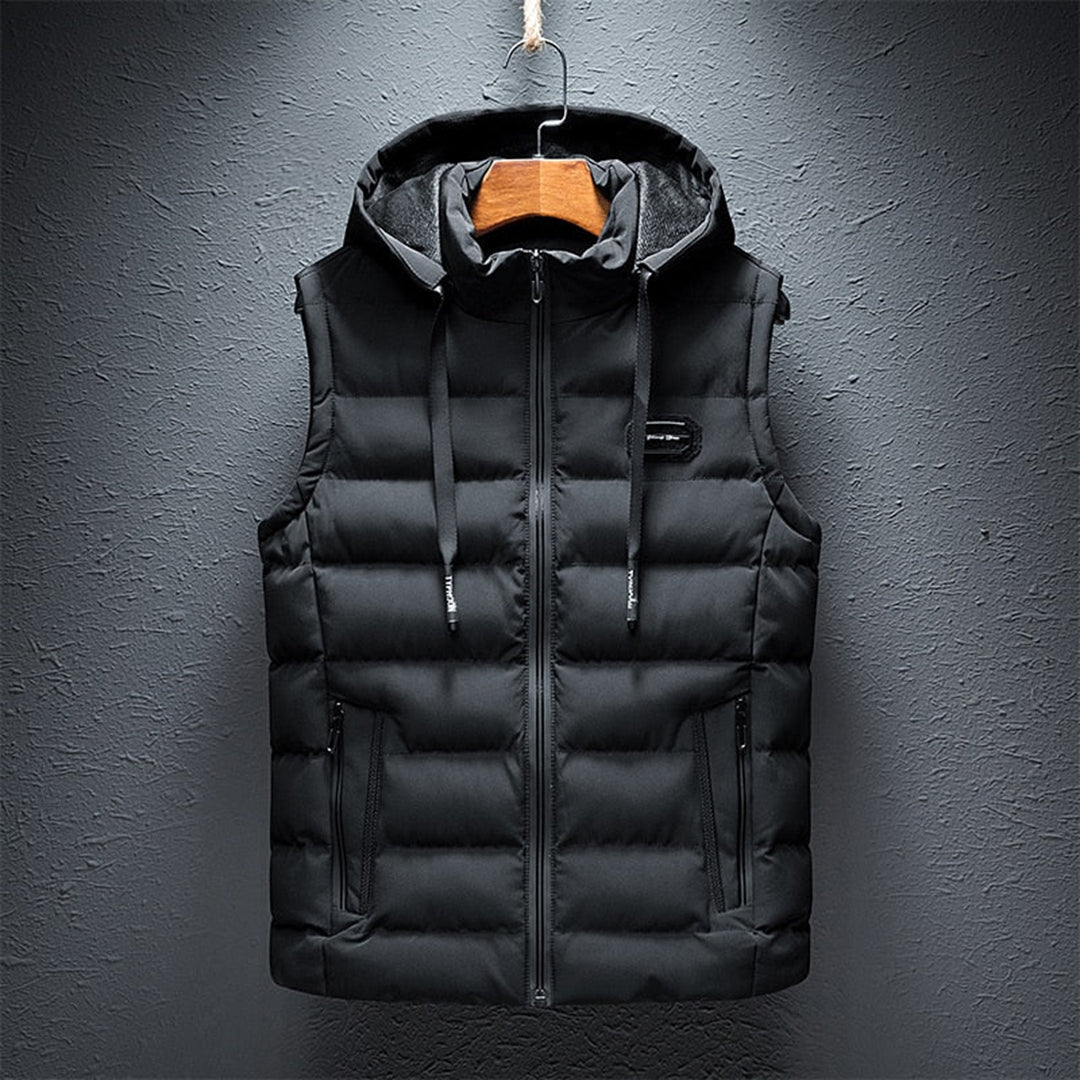 ETTORIO - Chaleco largo con capucha elegante para hombre
