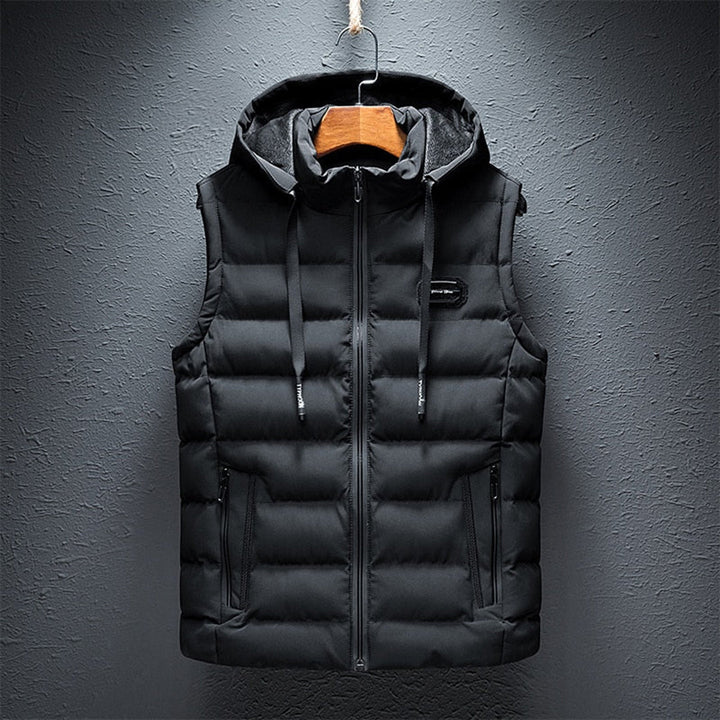 ETTORIO - Chaleco largo con capucha elegante para hombre