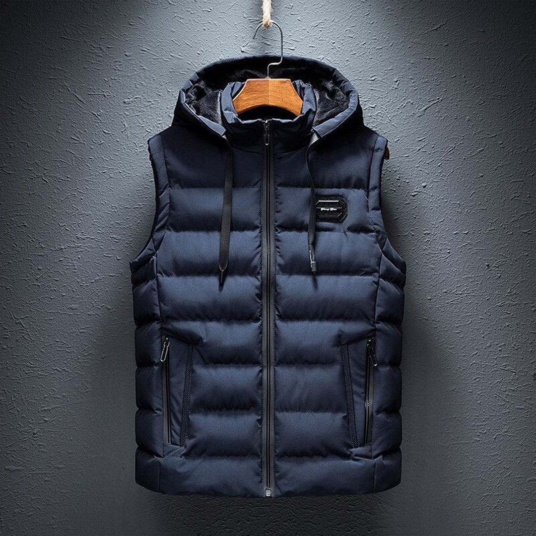 ETTORIO - Chaleco largo con capucha elegante para hombre