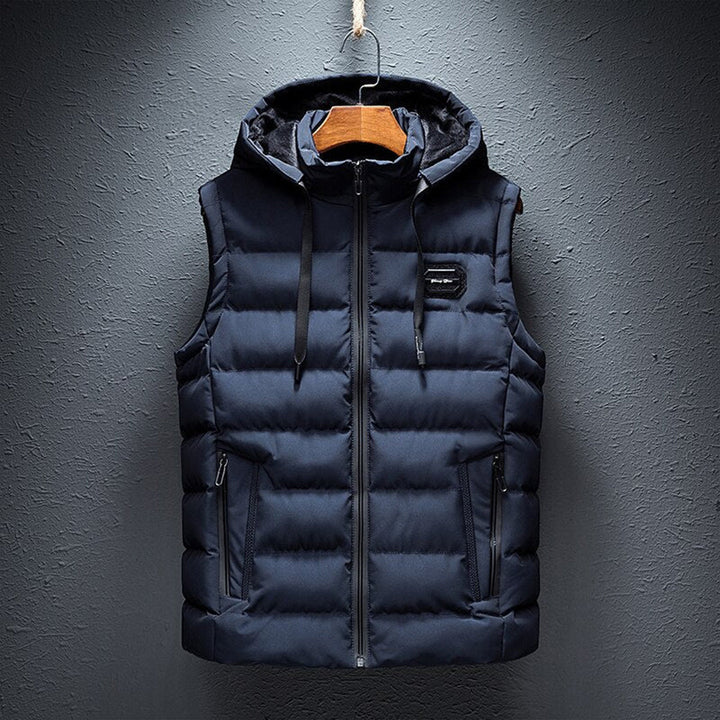 ETTORIO - Chaleco largo con capucha elegante para hombre