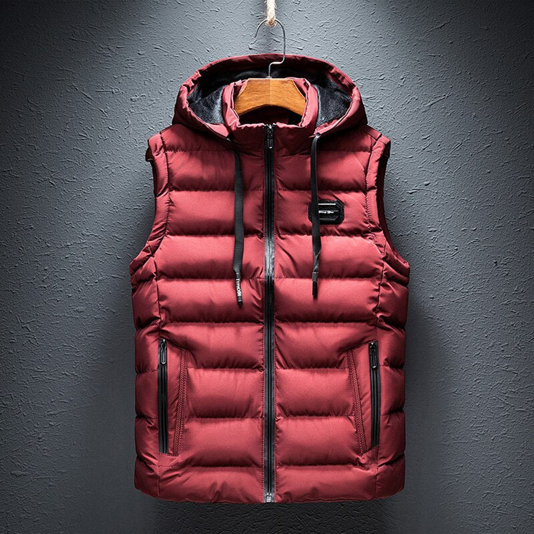 ETTORIO - Chaleco largo con capucha elegante para hombre
