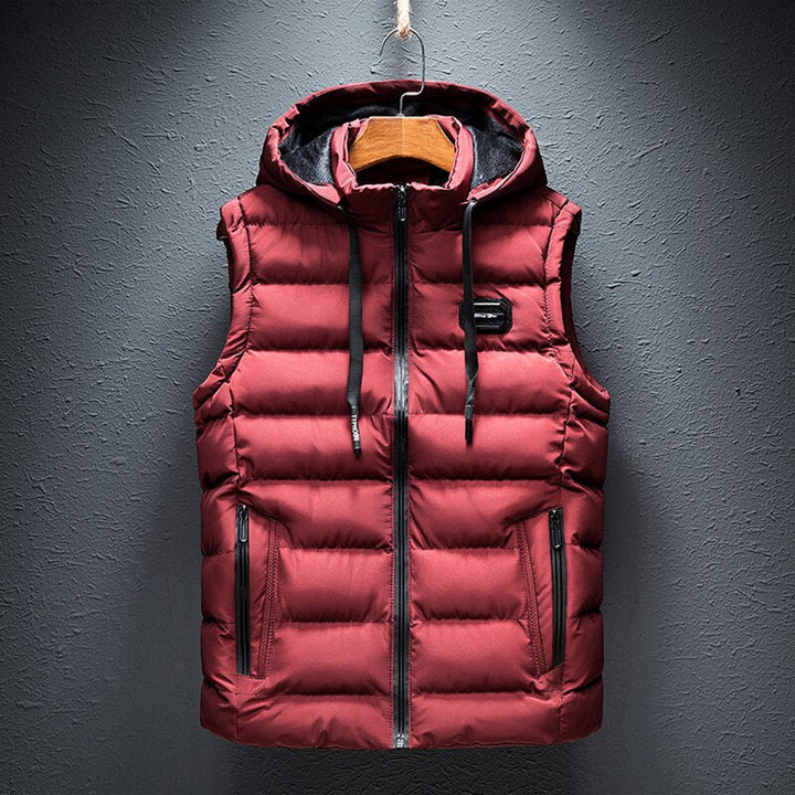 ETTORIO - Chaleco largo con capucha elegante para hombre