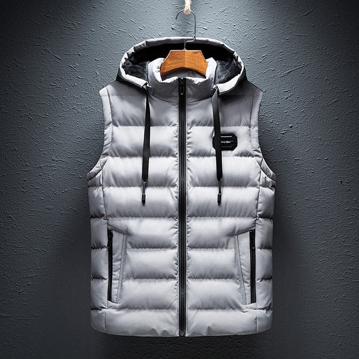 ETTORIO - Chaleco largo con capucha elegante para hombre