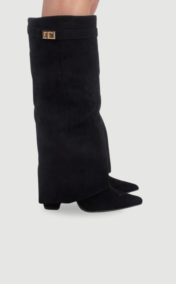 Bottes femme en cuir au-dessus du genou à talon bloc pour l’automne