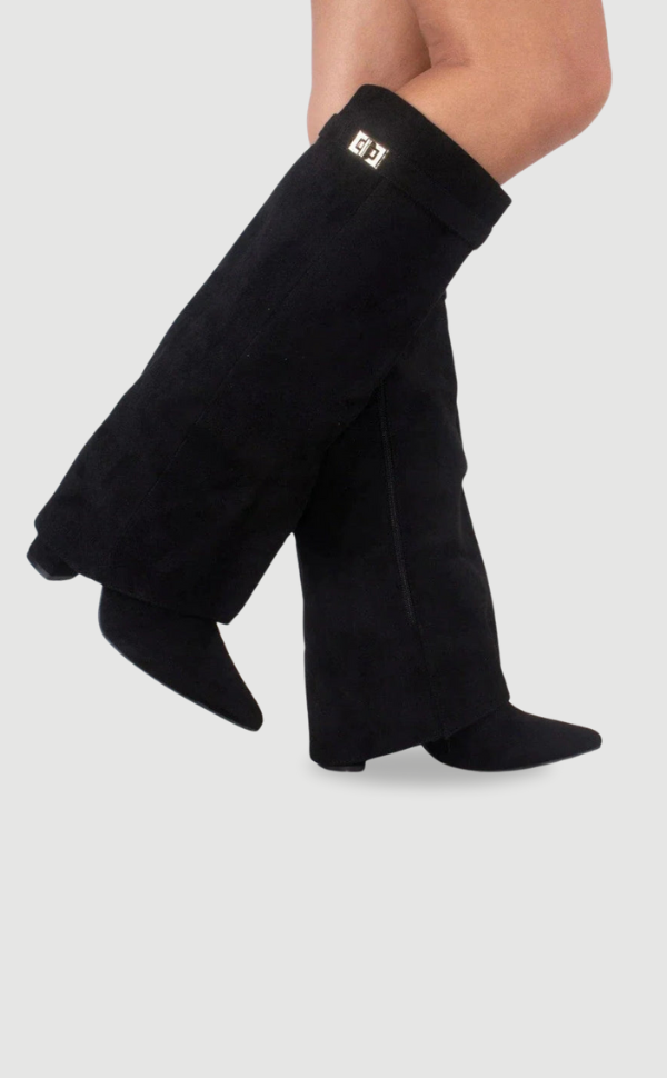 Bottes femme en cuir au-dessus du genou à talon bloc pour l’automne