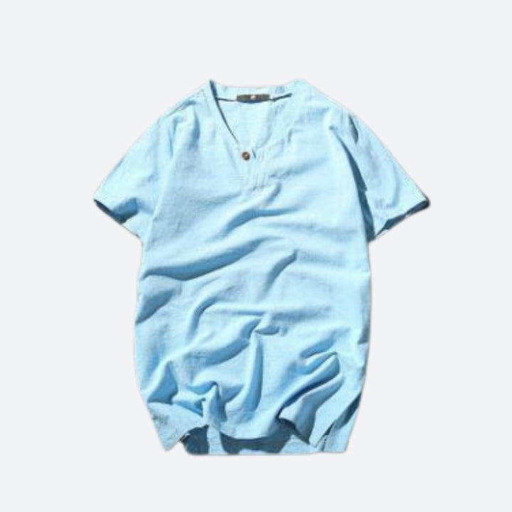 T-shirt in lino per uomo - tinta verde finocchio