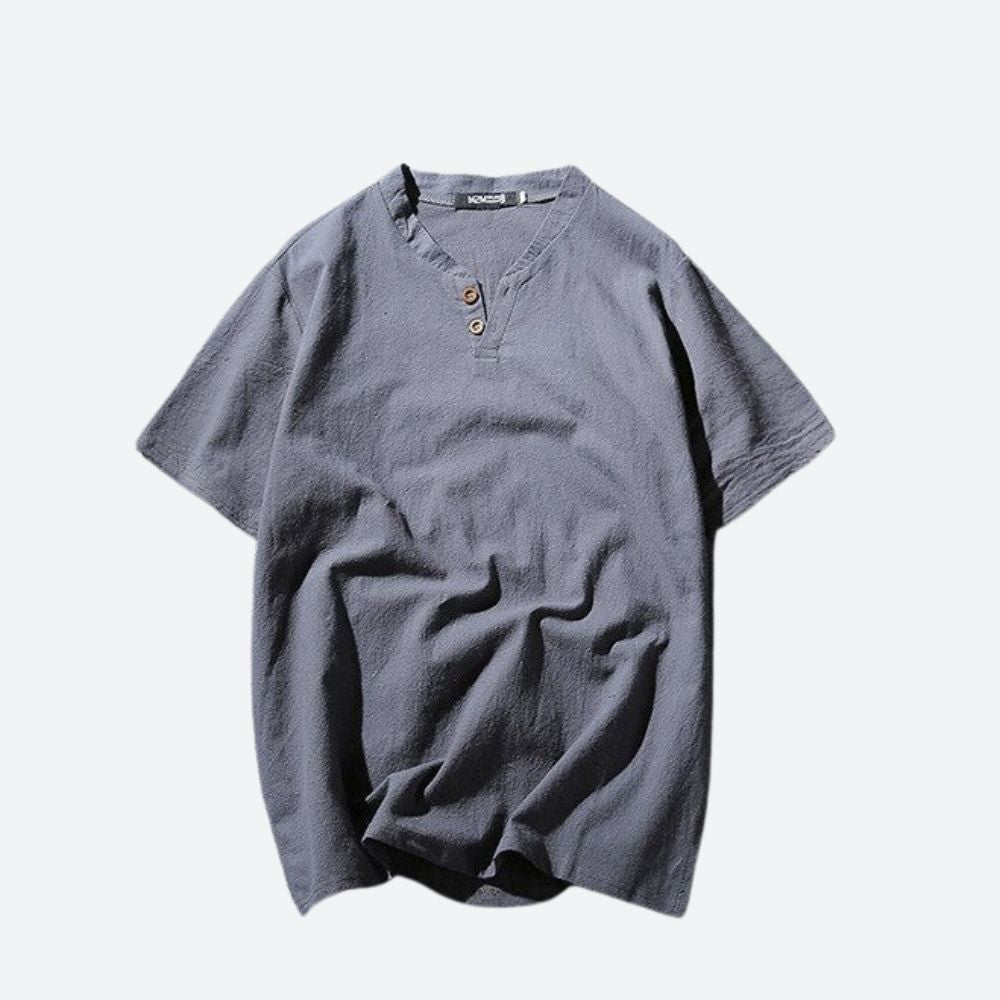T-shirt in lino per uomo - tinta verde finocchio