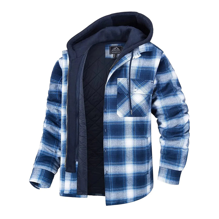 FLORIAN - Stylish plaid jacket with cozy hood for men