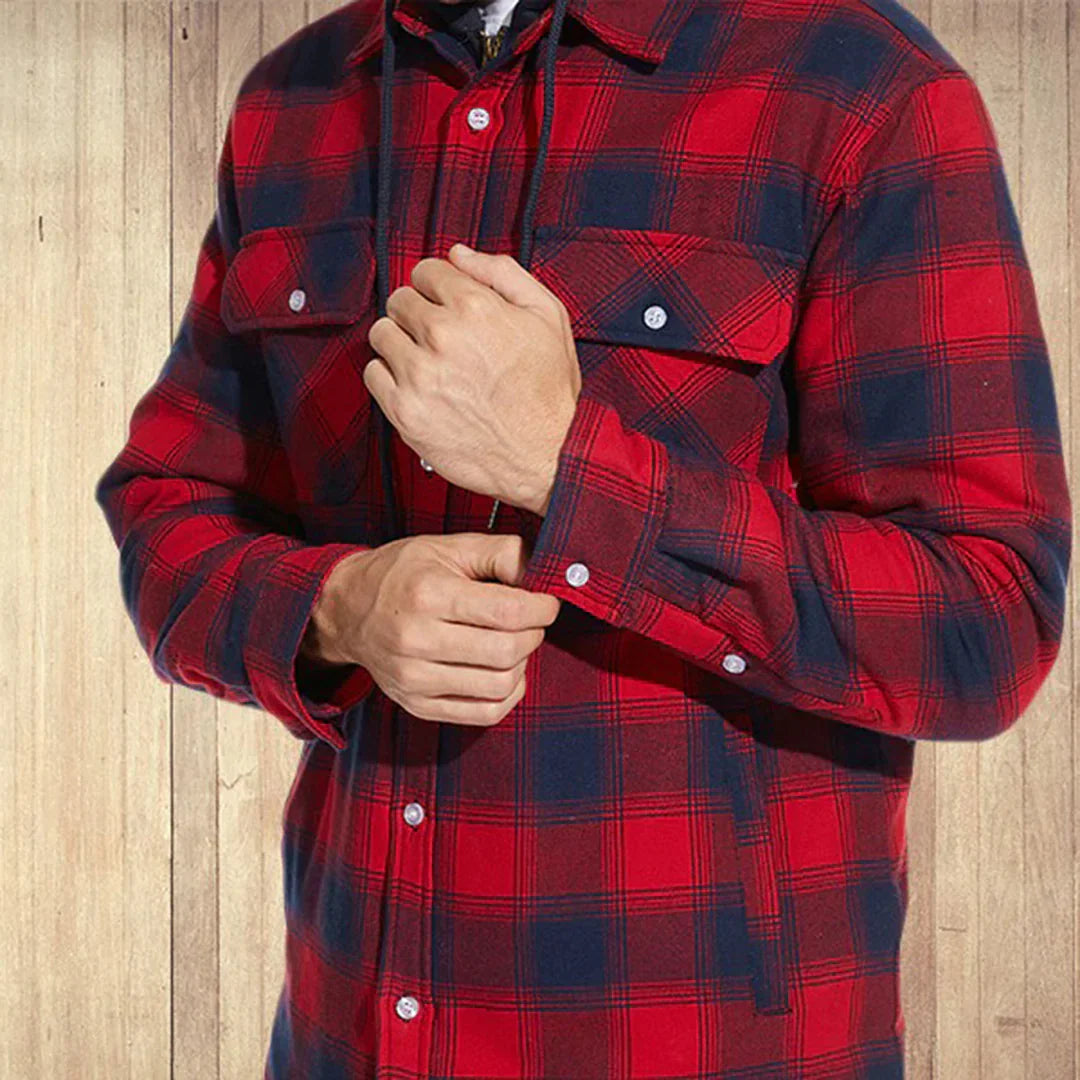 FLORIAN - Stylish plaid jacket with cozy hood for men