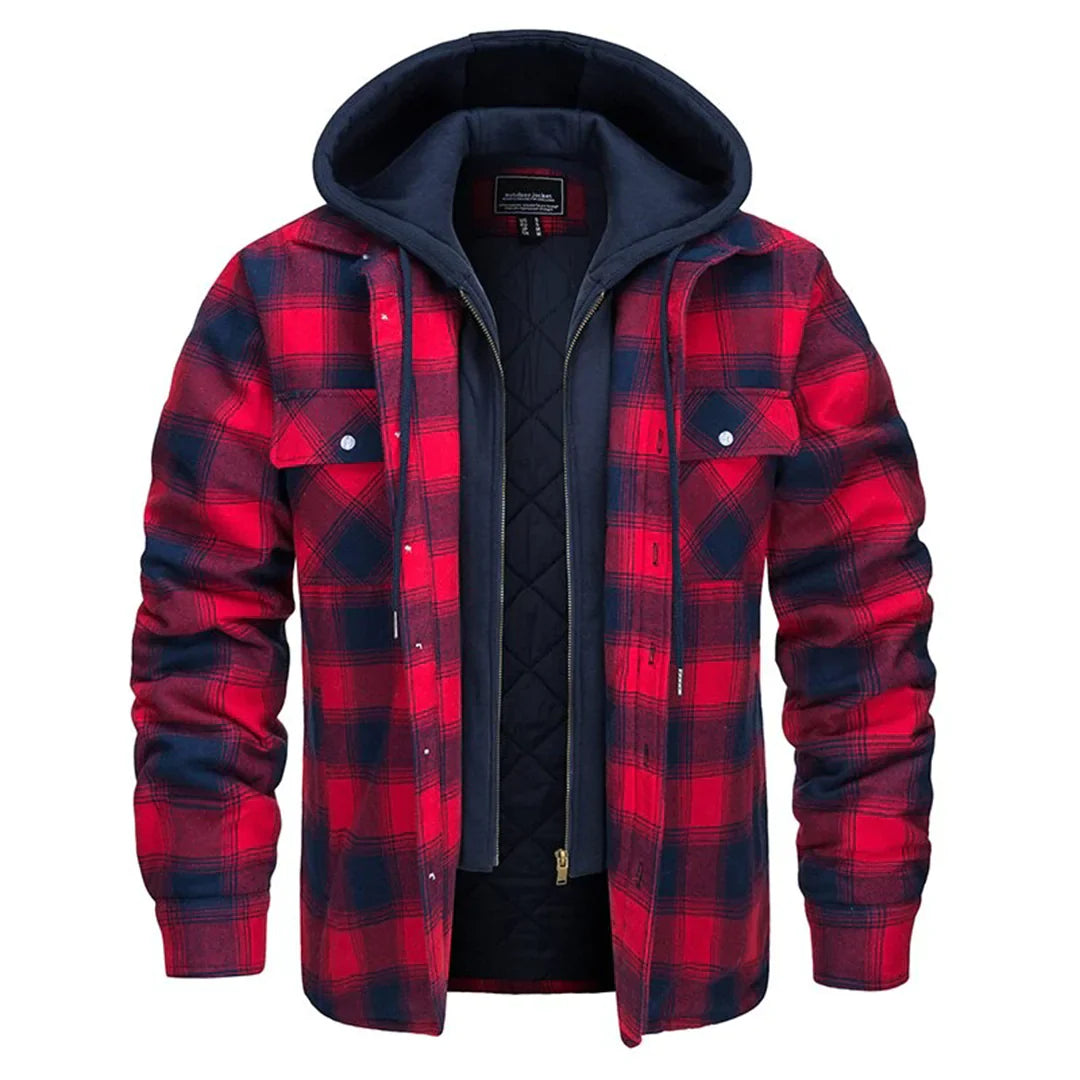 FLORIAN - Stylish plaid jacket with cozy hood for men