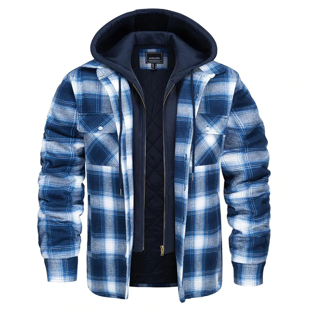 FLORIAN - Stylish plaid jacket with cozy hood for men