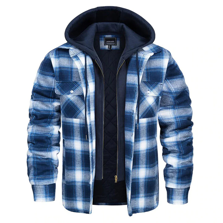 FLORIAN - Stylish plaid jacket with cozy hood for men