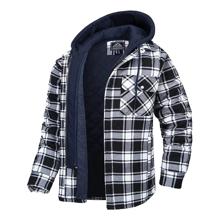 FLORIAN - Stylish plaid jacket with cozy hood for men