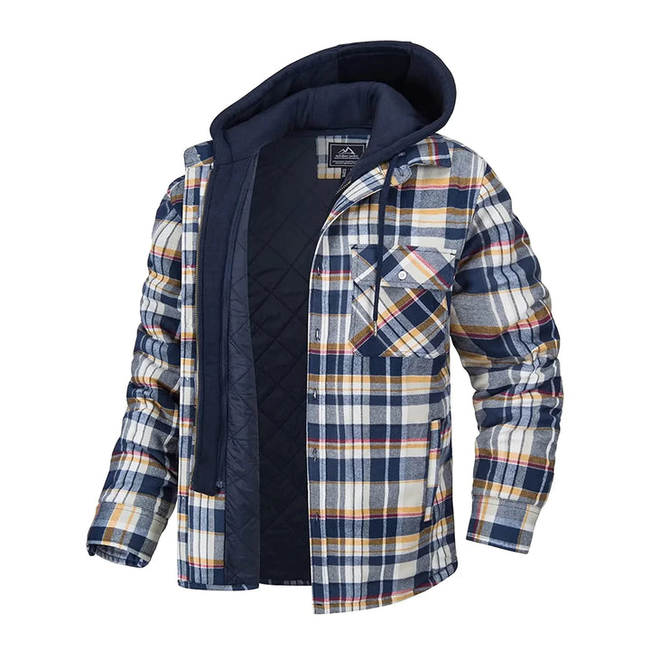 FLORIAN - Stylish plaid jacket with cozy hood for men