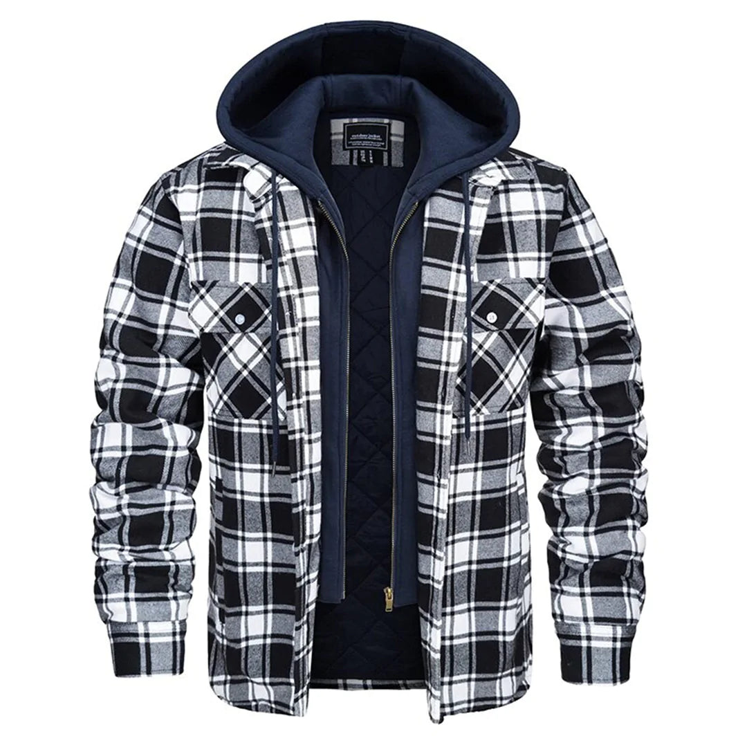 FLORIAN - Stylish plaid jacket with cozy hood for men