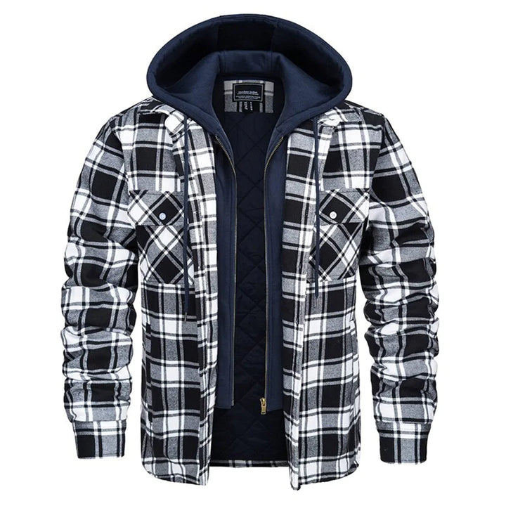 FLORIAN - Stylish plaid jacket with cozy hood for men