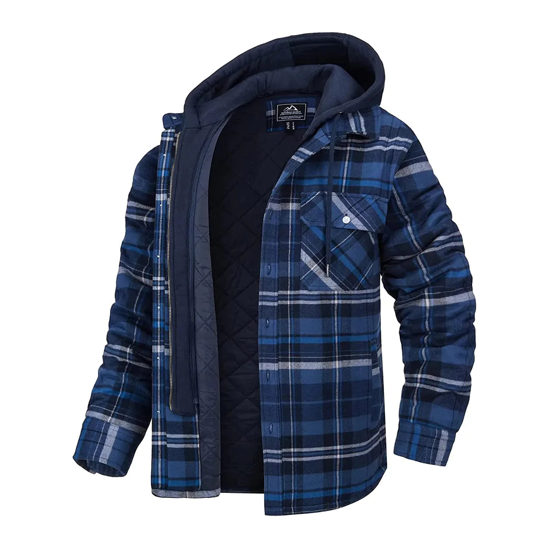 FLORIAN - Stylish plaid jacket with cozy hood for men
