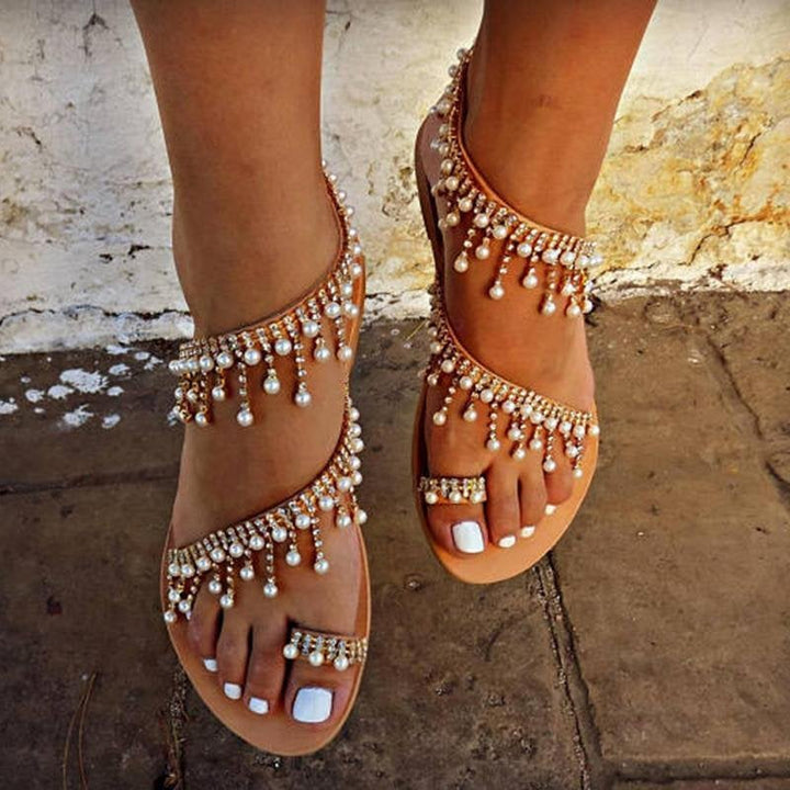 Bree - Sandales d'été élégantes avec de belles perles d'art pour femmes