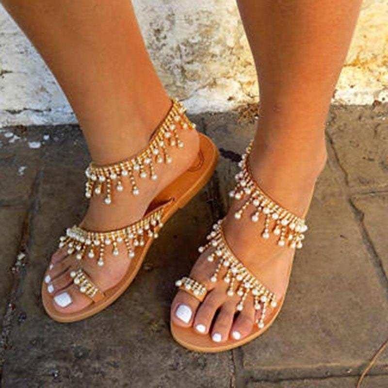 Bree - Sandales d'été élégantes avec de belles perles d'art pour femmes