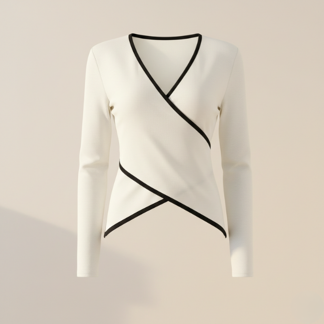 Pull en laine mérinos cache-cœur à col en V pour femme automne-hiver élégant