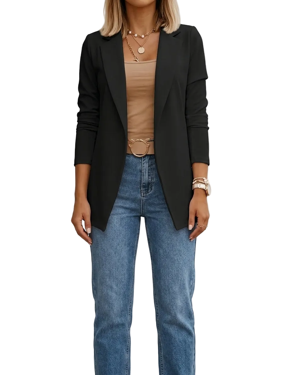 Blazer femme élégant à coupe drapée pour l'automne, pour des tenues décontractées