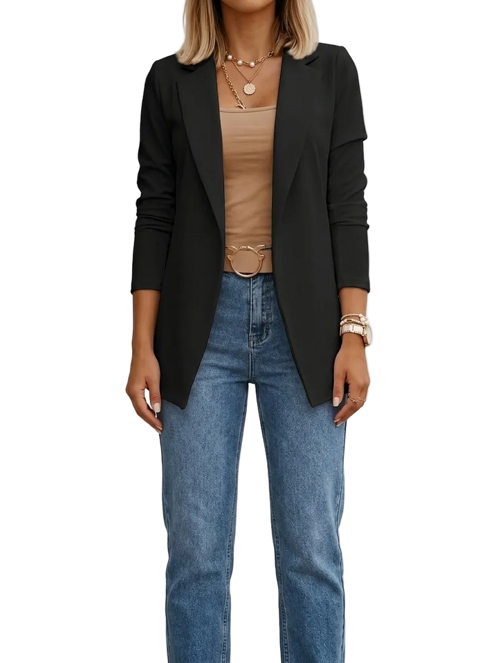 Blazer femme élégant à coupe drapée pour l'automne, pour des tenues décontractées