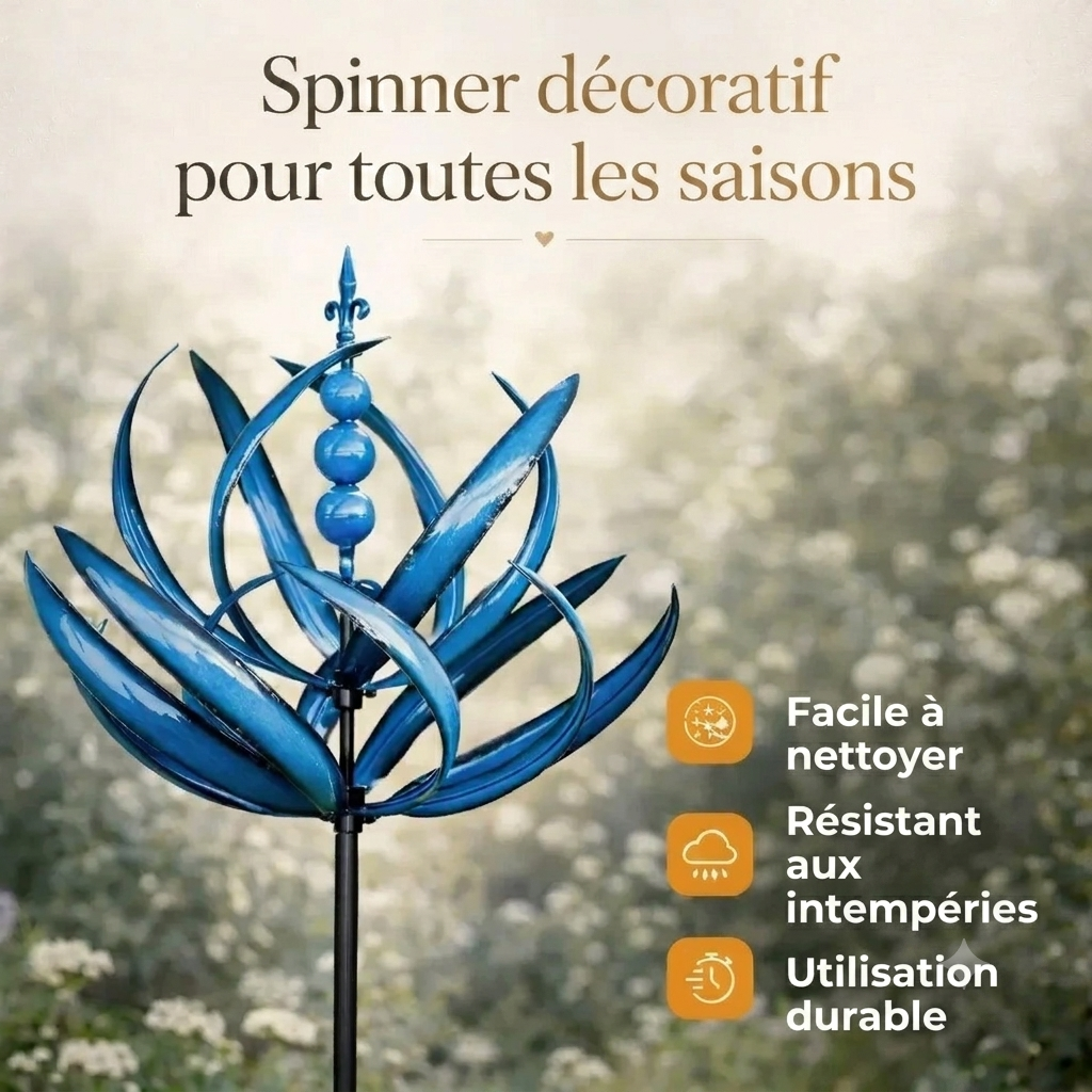 Girouette de jardin en métal à motif fleur de lotus, résistante aux UV, décoration pour terrasse et balcon