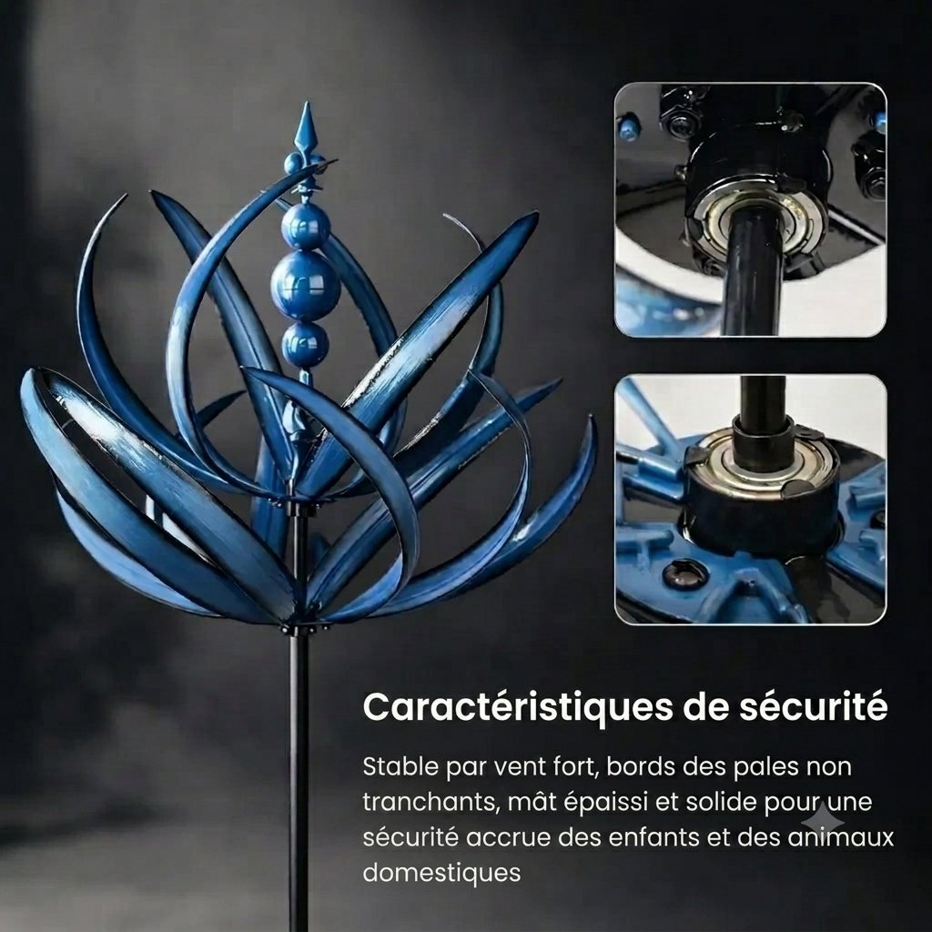 Girouette de jardin en métal à motif fleur de lotus, résistante aux UV, décoration pour terrasse et balcon