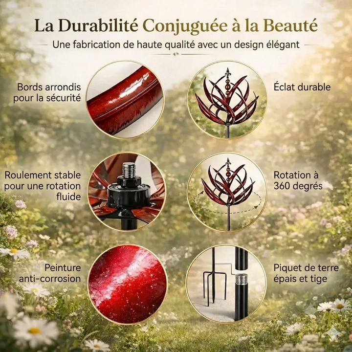 Girouette de jardin en métal à motif fleur de lotus, résistante aux UV, décoration pour terrasse et balcon