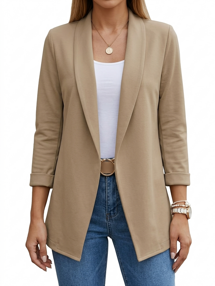Blazer femme élégant à coupe drapée pour l'automne, pour des tenues décontractées