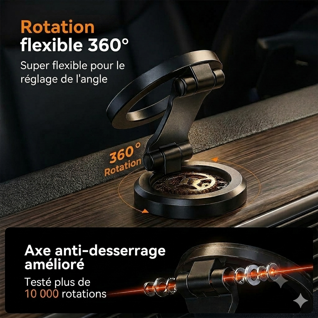 Support magnétique de voiture pour téléphone, pliant et robuste, pour la navigation et une conduite sûre